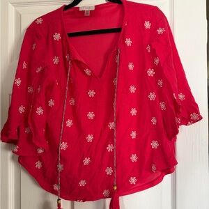 Cupio Pink Floral Embroidered Boho Tunic